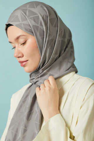 Desenli Jakar Şal Gri - 7