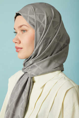 Desenli Jakar Şal Gri - 1