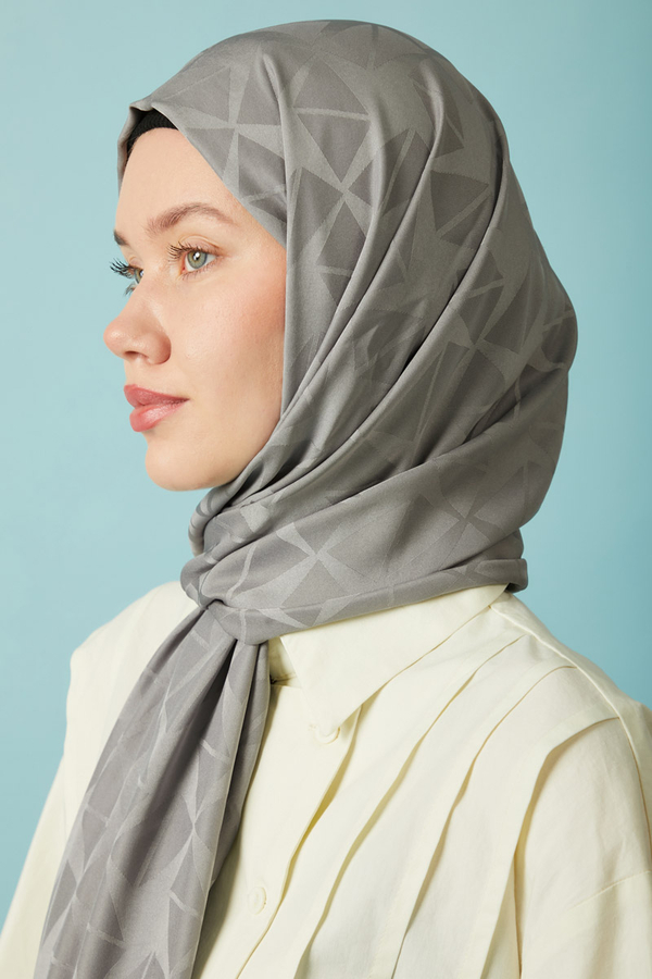 Desenli Jakar Şal Gri