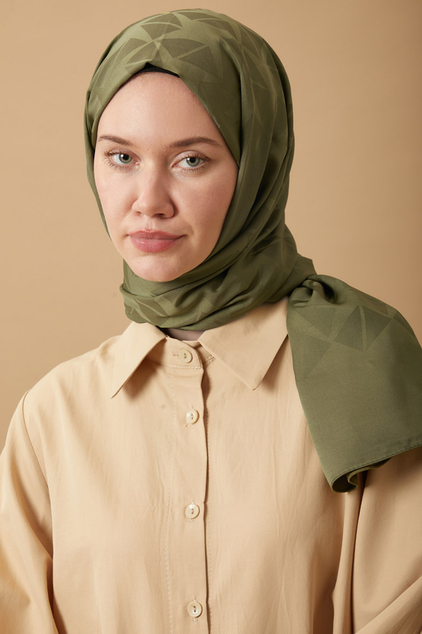 Desenli Jakar Şal Haki - 1