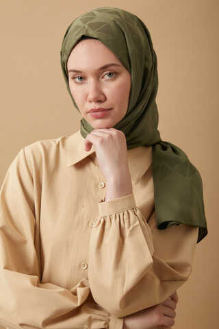 Desenli Jakar Şal Haki - 3