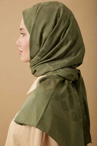 Desenli Jakar Şal Haki - 5