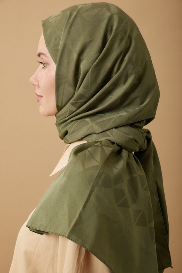 Desenli Jakar Şal Haki - 5