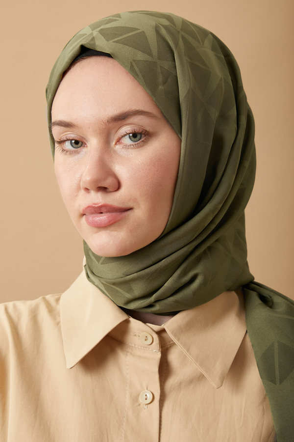 Desenli Jakar Şal Haki - 2