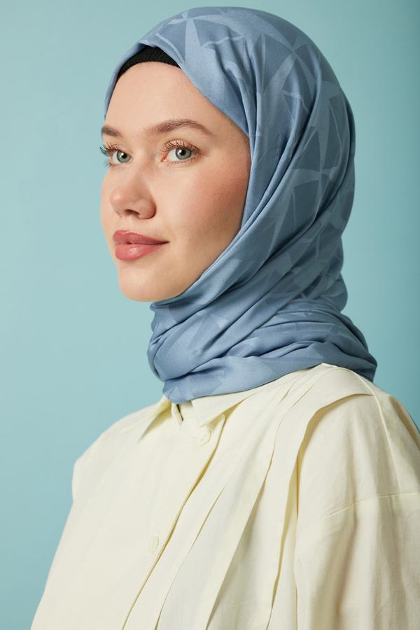 Desenli Jakar Şal İndigo - 2