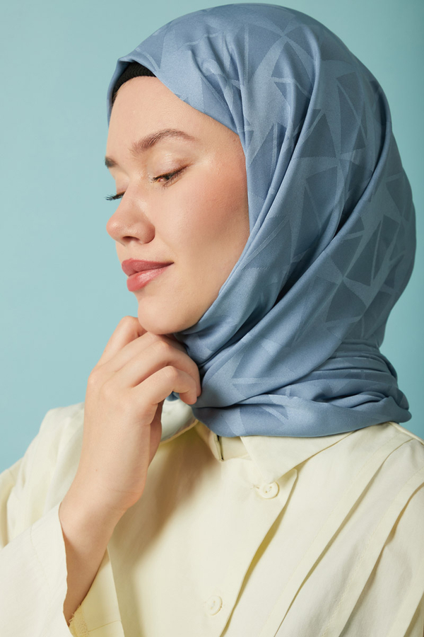 Desenli Jakar Şal İndigo - 3