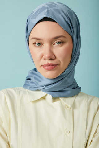 Desenli Jakar Şal İndigo - 5