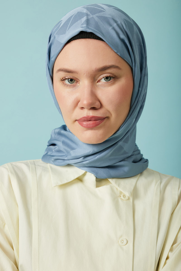 Desenli Jakar Şal İndigo - 5