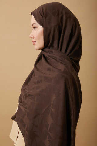 Desenli Jakar Şal Kahverengi - 4