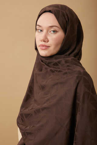 Desenli Jakar Şal Kahverengi - 6