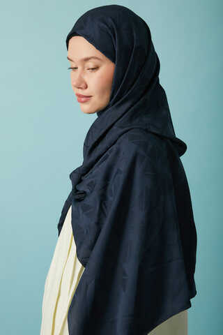 Desenli Jakar Şal Lacivert - 4