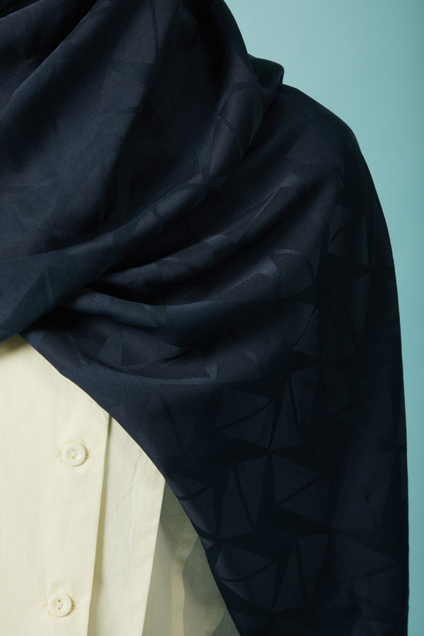 Desenli Jakar Şal Lacivert - 6