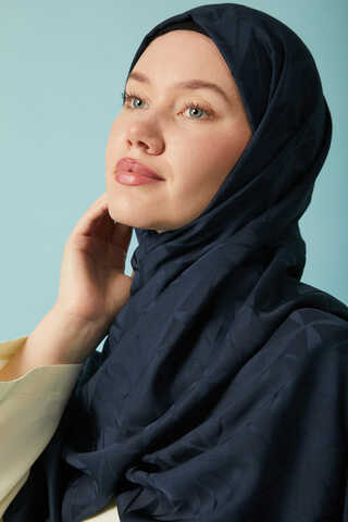 Desenli Jakar Şal Lacivert - 7