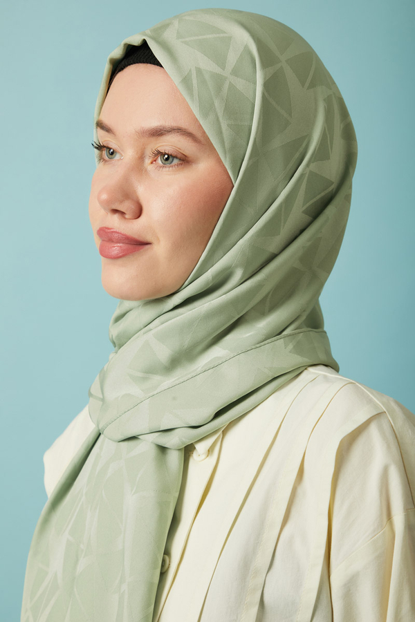 Desenli Jakar Şal Mint - 2