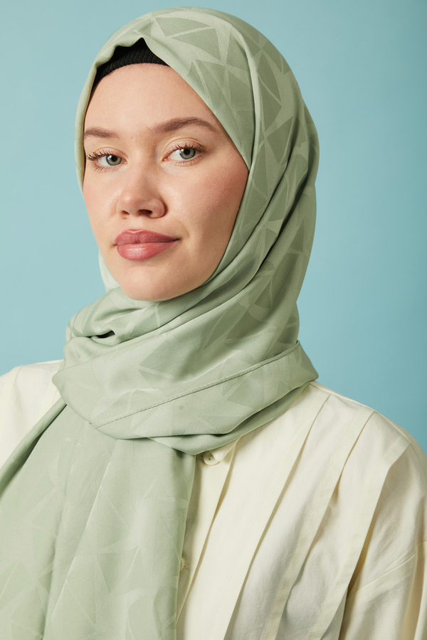 Desenli Jakar Şal Mint - 3