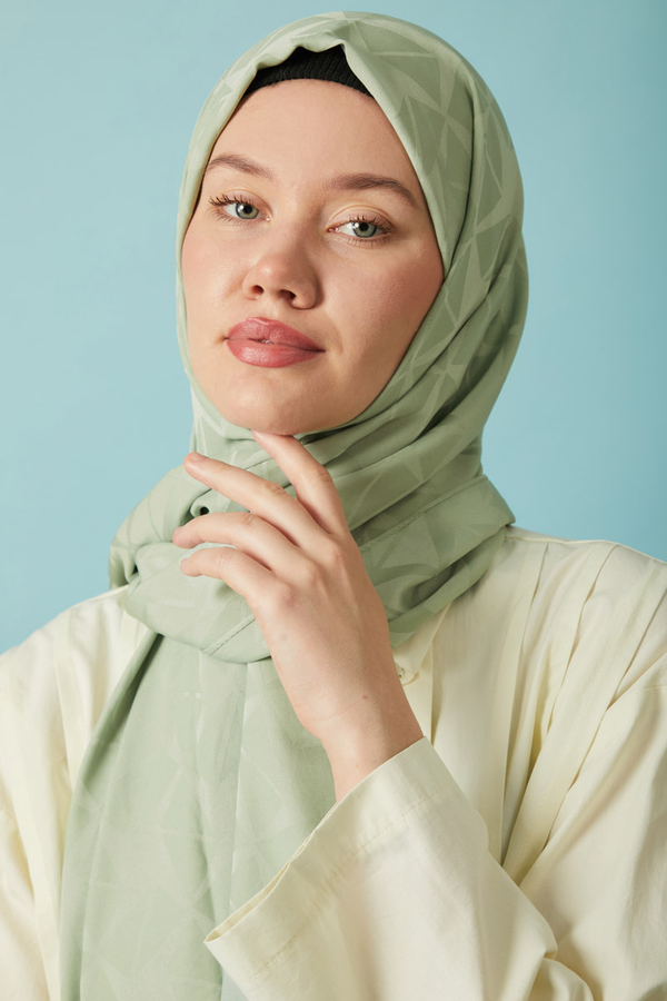 Desenli Jakar Şal Mint - 7