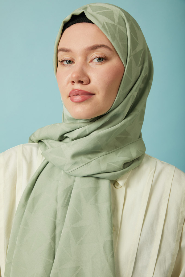 Desenli Jakar Şal Mint - 8