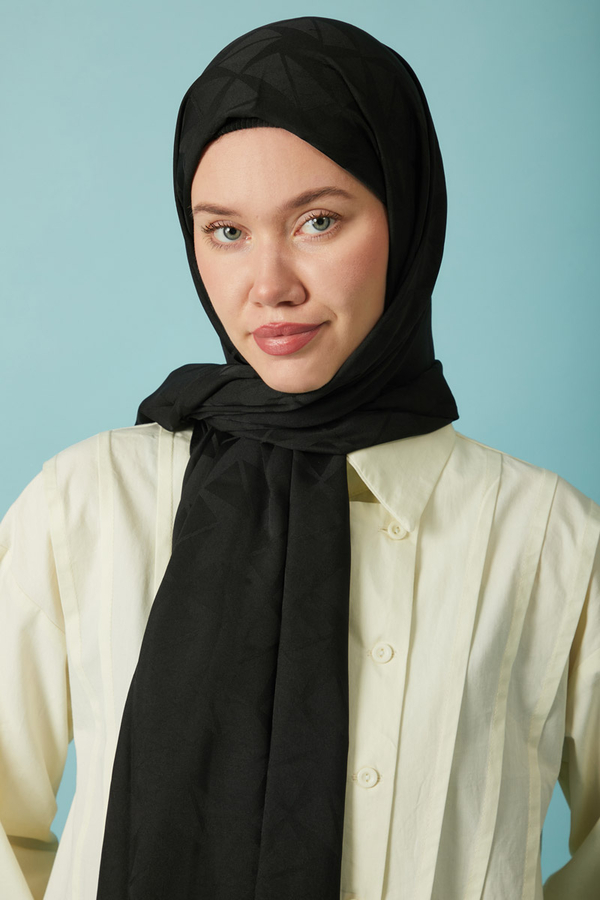 Desenli Jakar Şal Siyah - 2