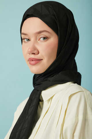 Desenli Jakar Şal Siyah - 4