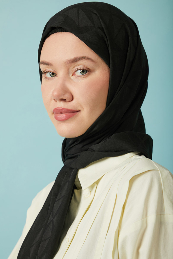 Desenli Jakar Şal Siyah - 4