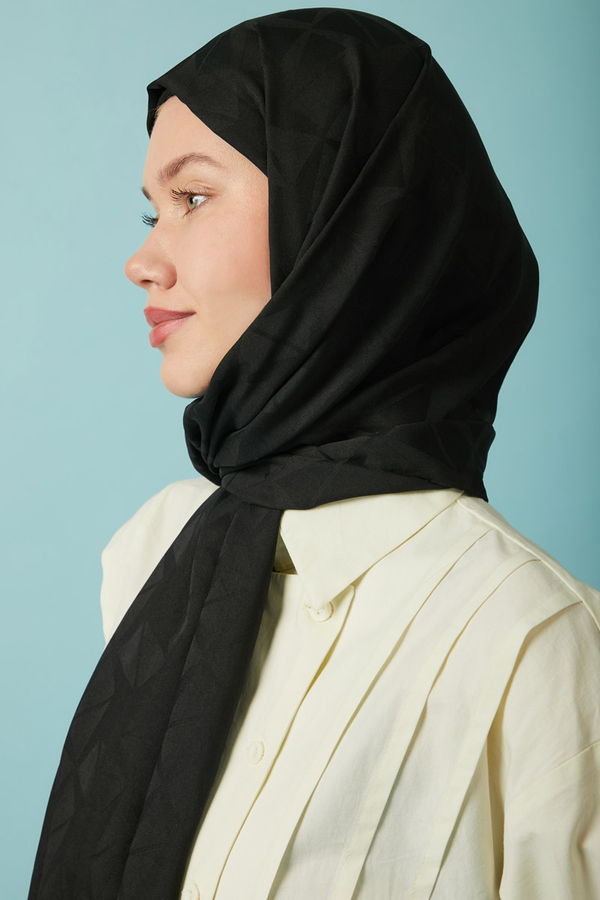 Desenli Jakar Şal Siyah - 5