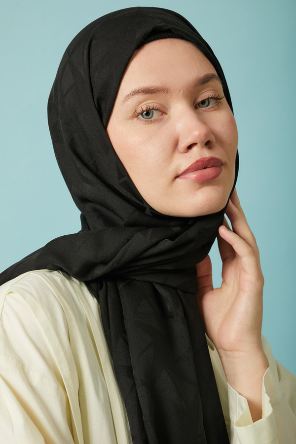 Desenli Jakar Şal Siyah - 1