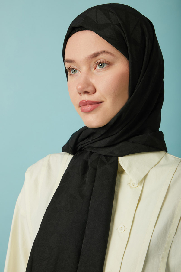 Desenli Jakar Şal Siyah - 7