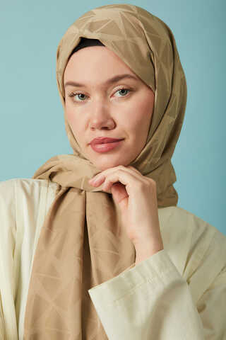 Desenli Jakar Şal Vizon - 1