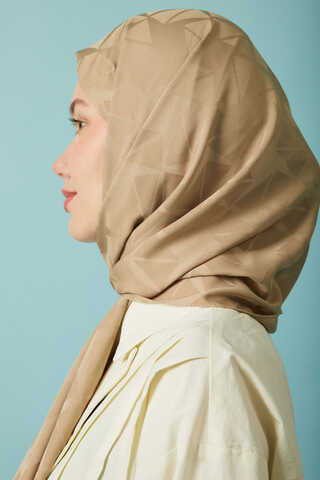 Desenli Jakar Şal Vizon - 5