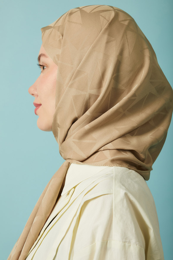 Desenli Jakar Şal Vizon - 5