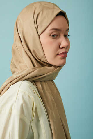 Desenli Jakar Şal Vizon - 7