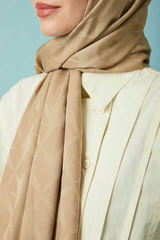 Desenli Jakar Şal Vizon - 8