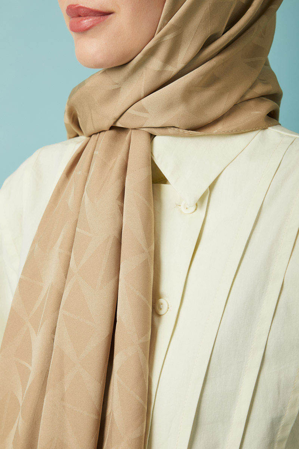 Desenli Jakar Şal Vizon - 8