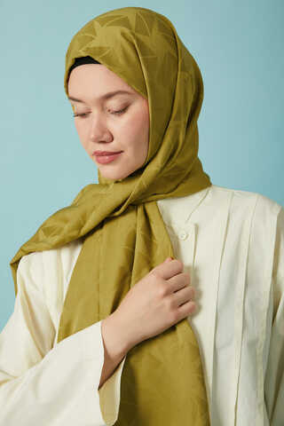 Desenli Jakar Şal Yağ Yeşili - 5