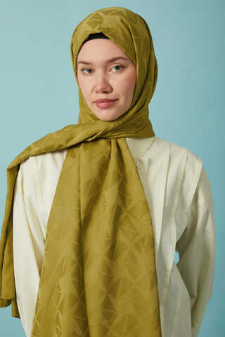 Desenli Jakar Şal Yağ Yeşili - 1