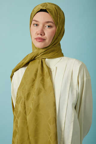 Desenli Jakar Şal Yağ Yeşili - 6