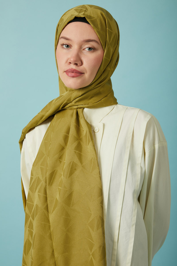 Desenli Jakar Şal Yağ Yeşili - 6