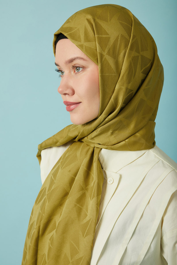 Desenli Jakar Şal Yağ Yeşili - 7