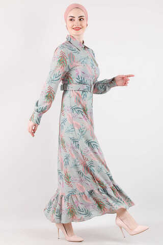 Desenli Elbise Mint - 1