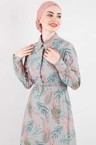 Desenli Elbise Mint - 3