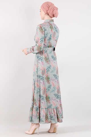 Desenli Elbise Mint - 5