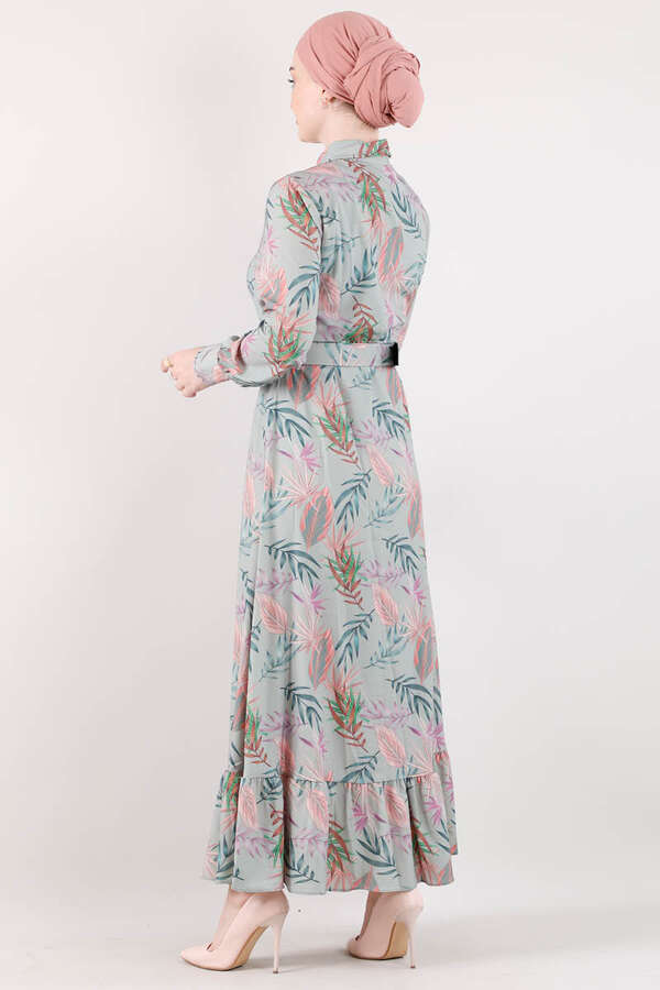 Desenli Elbise Mint - 5