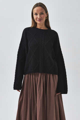Diamond Knit Sweater Black - 1