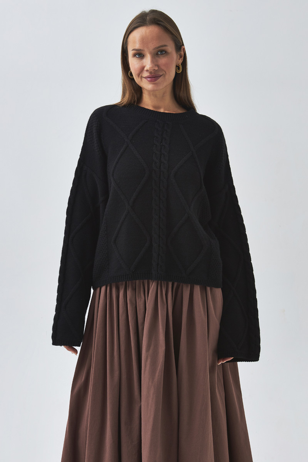 Diamond Knit Sweater Black 