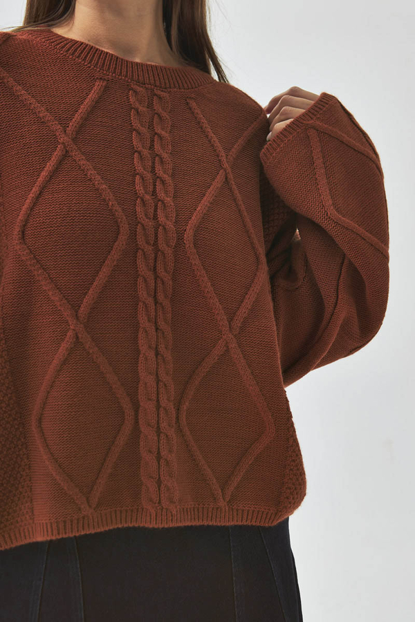 Diamond Knit Sweater Brick - 6