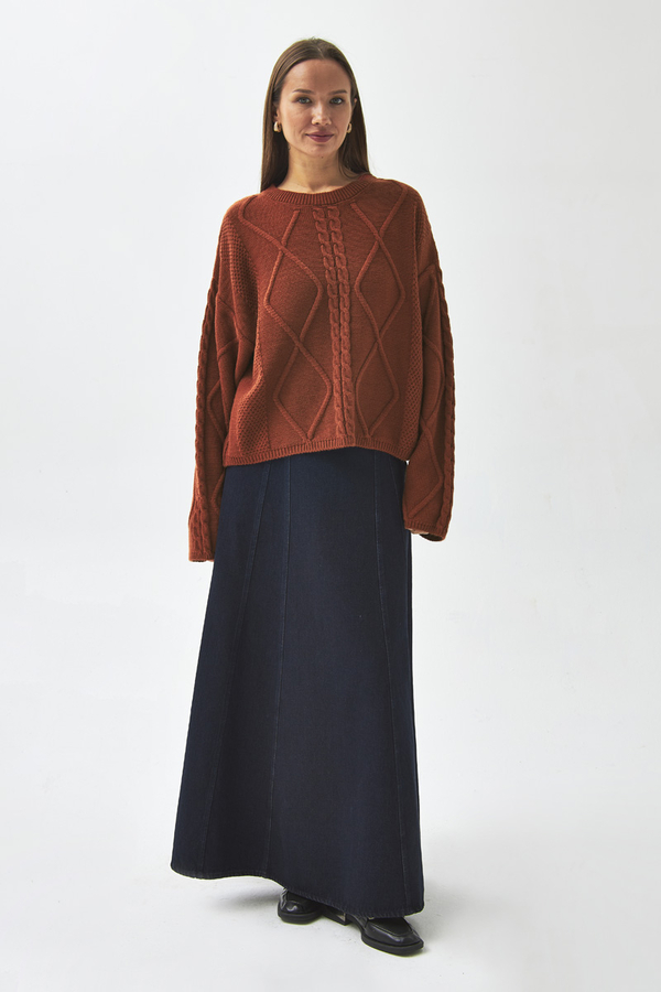 Diamond Knit Sweater Brick - 5