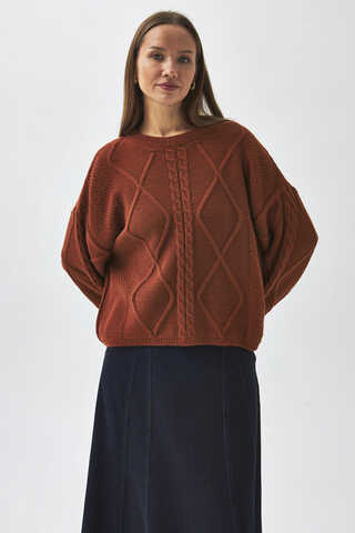 Diamond Knit Sweater Brick - 3
