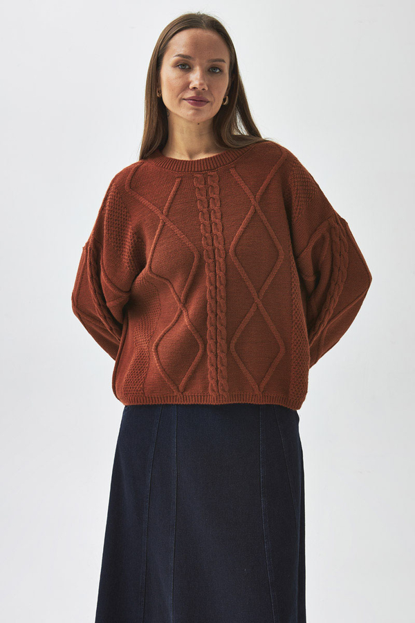Diamond Knit Sweater Brick - 3