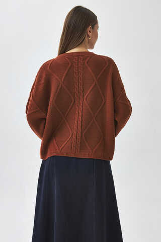 Diamond Knit Sweater Brick - 7