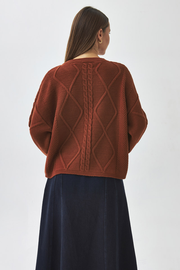 Diamond Knit Sweater Brick - 7